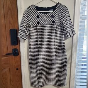 Rabbit Rabbit Rabbit Designs Houndstooth Sheath Dress Size 10 Mod Retro Office